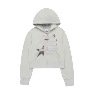 ADLV WORLD TOUR CROP HOODIE ZIP UP GREY