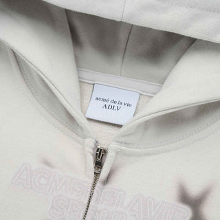 ADLV WORLD TOUR CROP HOODIE ZIP UP GREY