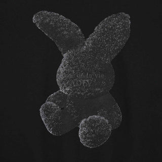 BLACK FUZZY RABBIT HOODIE BLACK