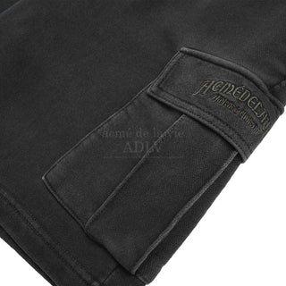 MIDDLE AGE LOGO PIGMENT WASHING CARGO SHORT PANTS CHARCOAL