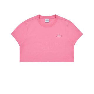 ADLV CIRCLE WAPPEN CROP SHORT SLEEVE T-SHIRT PINK