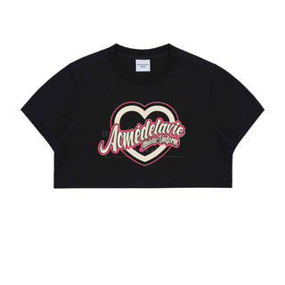 HEART LETTERING CROP T-SHIRT BLACK