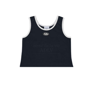 ADLV CIRCLE WAPPEN CROP TANK TOP NAVY