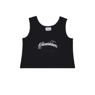 TWINKLE SCRIPT LOGO CROP TANK TOP BLACK