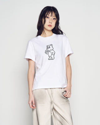 WOMAN BASIC AC BEAR SHORT SLEEVE T-SHIRT WHITE