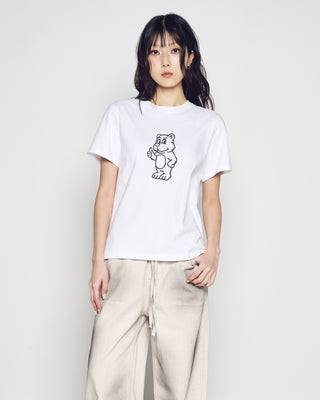 WOMAN BASIC AC BEAR SHORT SLEEVE T-SHIRT WHITE