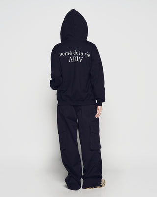 BASIC AC BEAR HOODIE ZIP UP BLACK