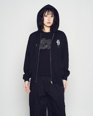 BASIC AC BEAR HOODIE ZIP UP BLACK