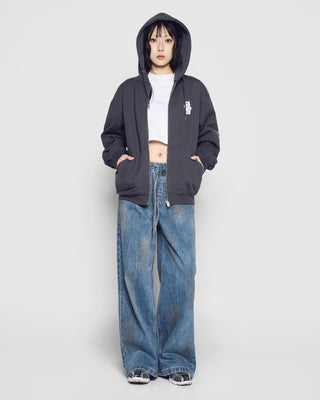 BASIC AC BEAR HOODIE ZIP UP CHARCOAL