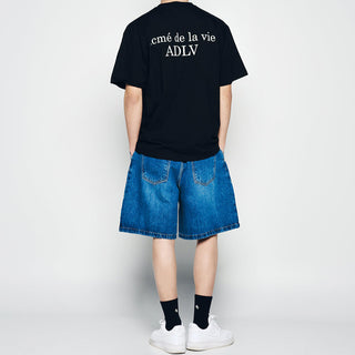 WIDE BASIC DENIM SHORT PANTS BLUE