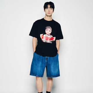 WIDE BASIC DENIM SHORT PANTS BLUE