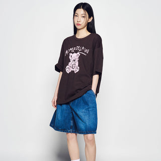 WIDE BASIC DENIM SHORT PANTS BLUE