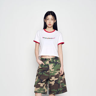 SNAKE INITIAL RINGER CROP SHORT SLEEVE T-SHIRT WHITE