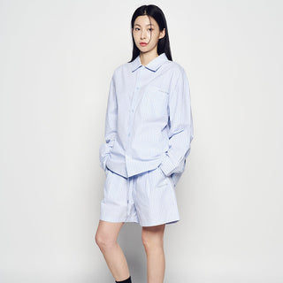 STRIPE SET-UP LOOSE FIT SHIRTS BLUE