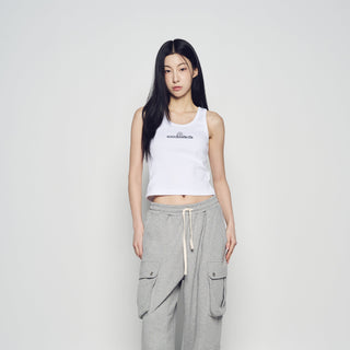 ROUNDING SYMBOL LOGO WOMAN SLEEVELESS WHITE