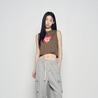 UGLY HEART CROP SLEEVELESS ASH COCOA