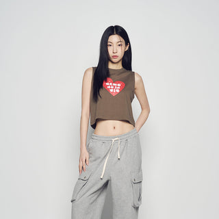 UGLY HEART CROP SLEEVELESS ASH COCOA
