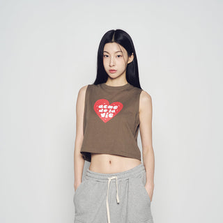 UGLY HEART CROP SLEEVELESS ASH COCOA