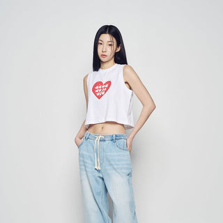 UGLY HEART CROP SLEEVELESS WHITE