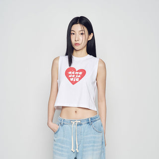 UGLY HEART CROP SLEEVELESS WHITE