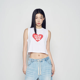 UGLY HEART CROP SLEEVELESS WHITE
