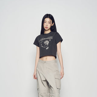 GALAXY PIGMENT CROP SHORT SLEEVE T-SHIRT CHARCOAL