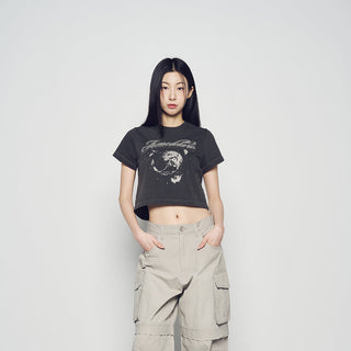 GALAXY PIGMENT CROP SHORT SLEEVE T-SHIRT CHARCOAL