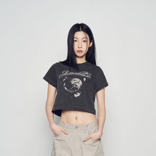 GALAXY PIGMENT CROP SHORT SLEEVE T-SHIRT CHARCOAL