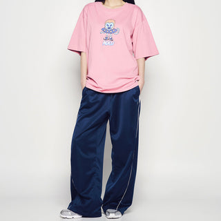 ONE POINT LOGO COLORING WIDE TRACK PANTS NAVY