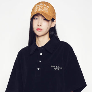 TERRY LOGO EMBO SHORT SLEEVE COLLAR T-SHIRT BLACK