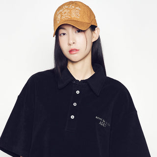 TERRY LOGO EMBO SHORT SLEEVE COLLAR T-SHIRT BLACK