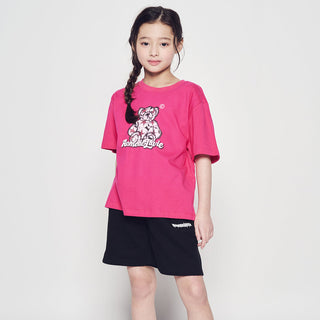 KIDS STAR BEAR SHORT SLEEVE T-SHIRT HOT PINK