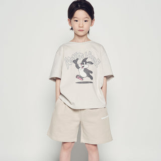 KIDS CARTOON CHINCHILLA SHORT SLEEVE T-SHIRT LIGHT GRAY