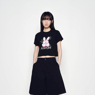 ROUND SPRAY RABBIT CROP SHORT SLEEVE T-SHIRT BLACK