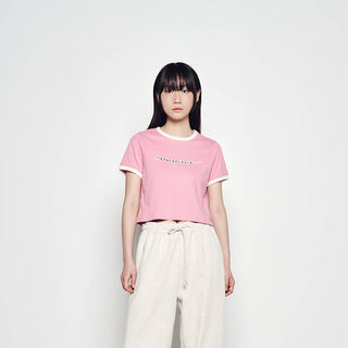 SNAKE INITIAL RINGER CROP SHORT SLEEVE T-SHIRT PASTEL PINK