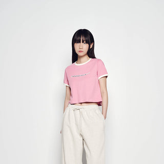 SNAKE INITIAL RINGER CROP SHORT SLEEVE T-SHIRT PASTEL PINK