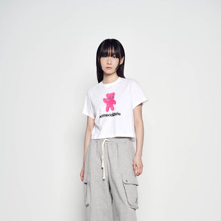 ALIEN BEAR CROP SHORT SLEEVE T-SHIRT WHITE