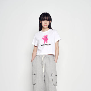 ALIEN BEAR CROP SHORT SLEEVE T-SHIRT WHITE