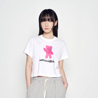 ALIEN BEAR CROP SHORT SLEEVE T-SHIRT WHITE