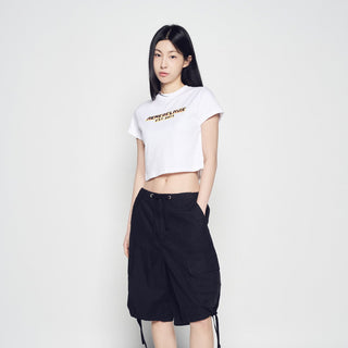 FLAME LOGO SHORT CROP SLEEVE T-SHIRT WHITE