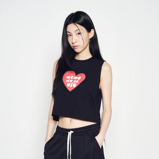 UGLY HEART CROP SLEEVELESS BLACK