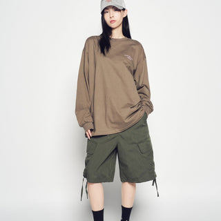HEM LINE STRING CARGO SHORT PANTS KHAKI