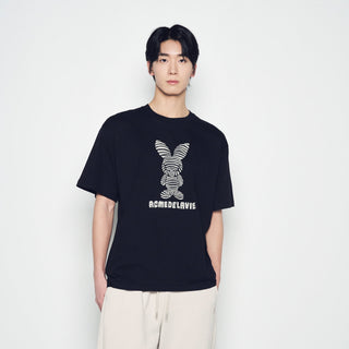 STRIPE RABBIT SHORT SLEEVE T-SHIRT BLACK