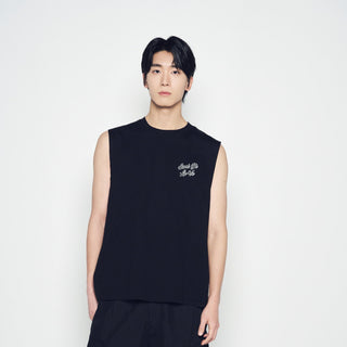 SCRIPT LOGO OUTLINE SLEEVELESS BLACK