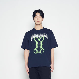 NEON ALIEN RABBIT SHORT SLEEVE T-SHIRT DARK NAVY