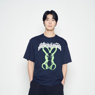 NEON ALIEN RABBIT SHORT SLEEVE T-SHIRT DARK NAVY
