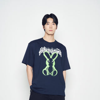 NEON ALIEN RABBIT SHORT SLEEVE T-SHIRT DARK NAVY