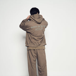 BORDER LINE BASIC LOGO HOODIE ZIP UP COCOA