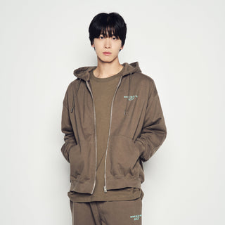 BORDER LINE BASIC LOGO HOODIE ZIP UP COCOA