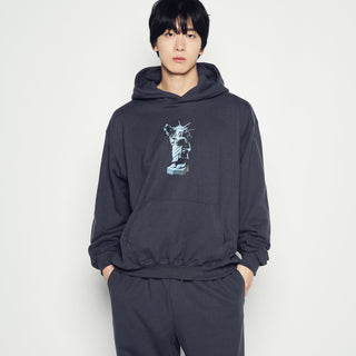 AC BEAR STATUE OF LIBERTY HOODIE CHARCOAL